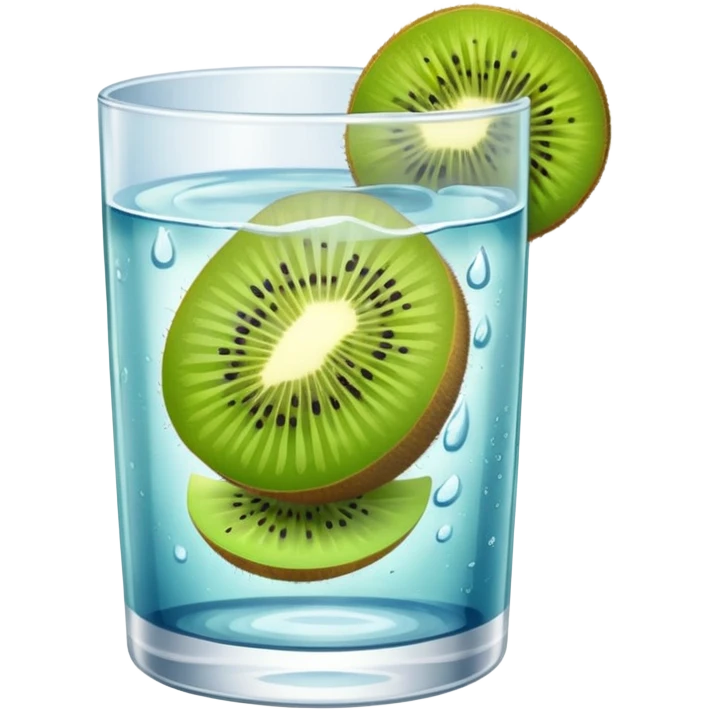 glass of water with kiwi slices emoji