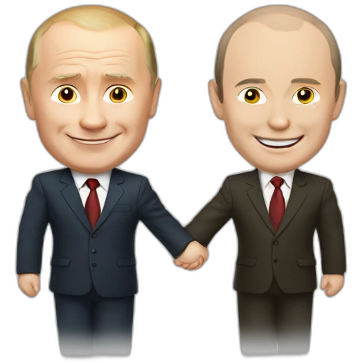 Putin and Netanjahu holding hands weile smiling to the camera emoji