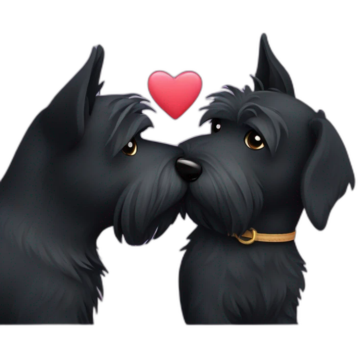 Two black Scottish terrier kissing emoji