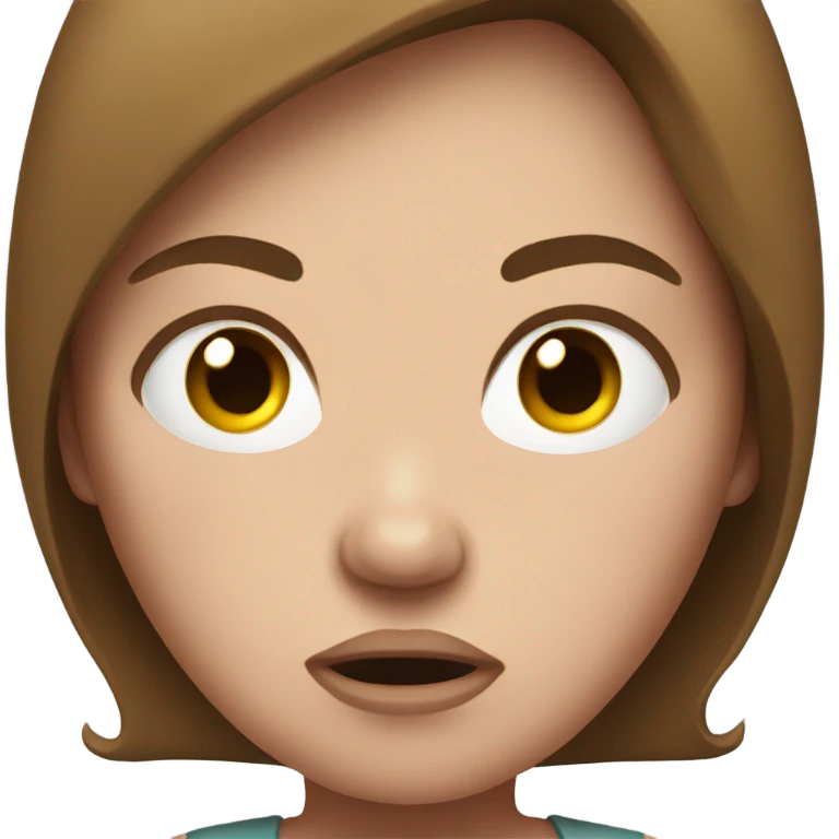 Uncomfortable and angry white pregnant woman with brown hair emoji