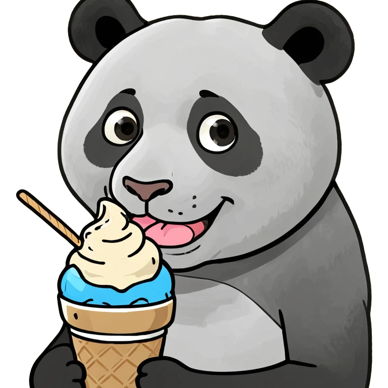 Panda eating ice cream emoji