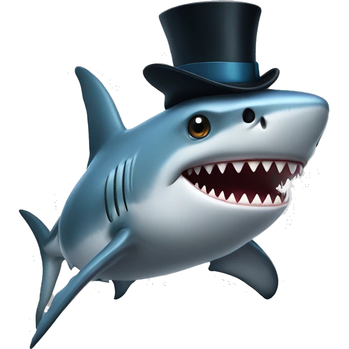 Shark with a top hat emoji