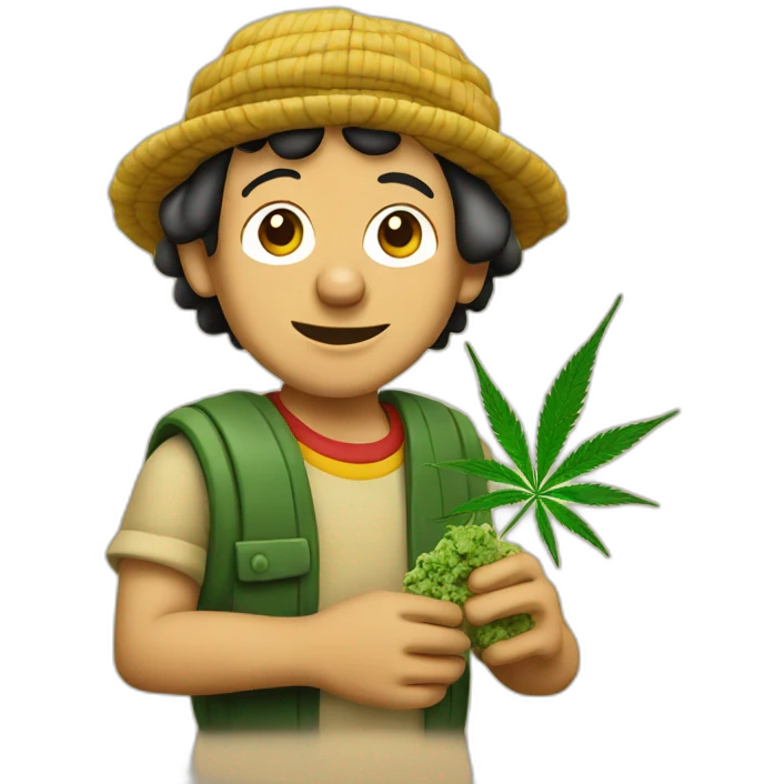 El chavo holds cannabis emoji