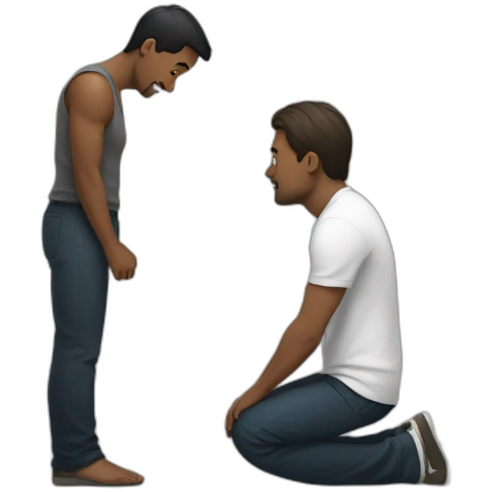 man on knees facing man emoji