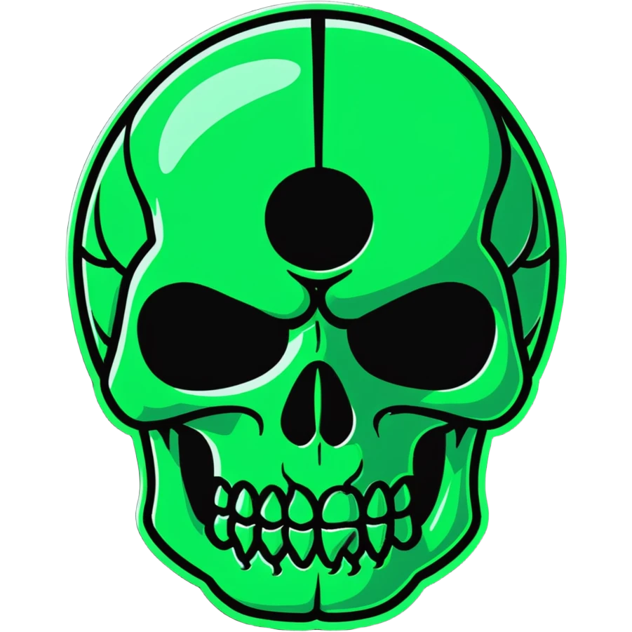 green shiny scarab with a skull as its body emoji