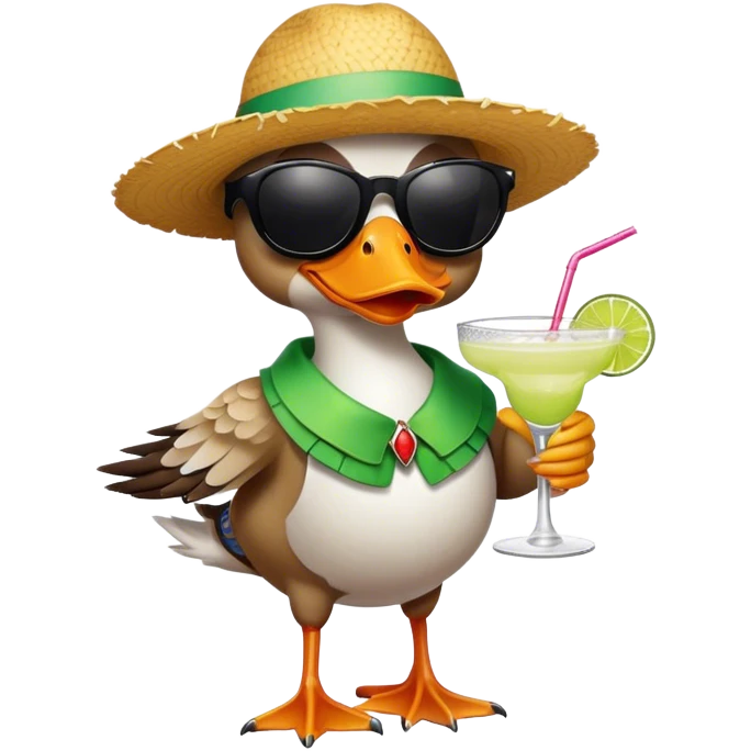 Sassy Duck wearing sunglasses drinking a margarita  emoji