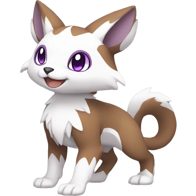 Cute cool brown white purple animal hybrid Fakemon full body emoji