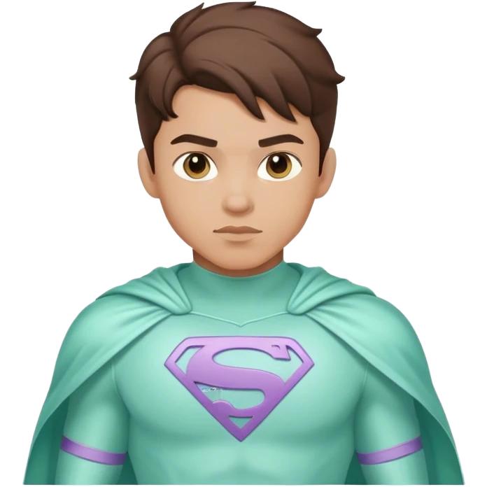 light skin brunette young man superhero in pastel mint super hero costume  emoji