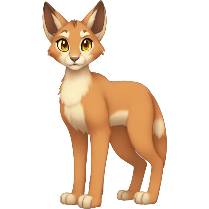 Anthro Beige-Orange-Brown Fur-Sona-Fakemon Lynx-Caracal Full Body emoji