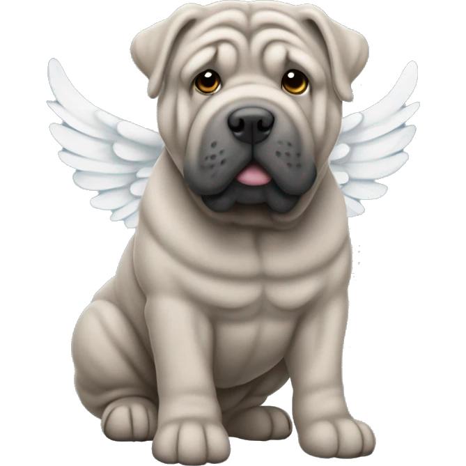Grey Shar Pei with angel wings emoji