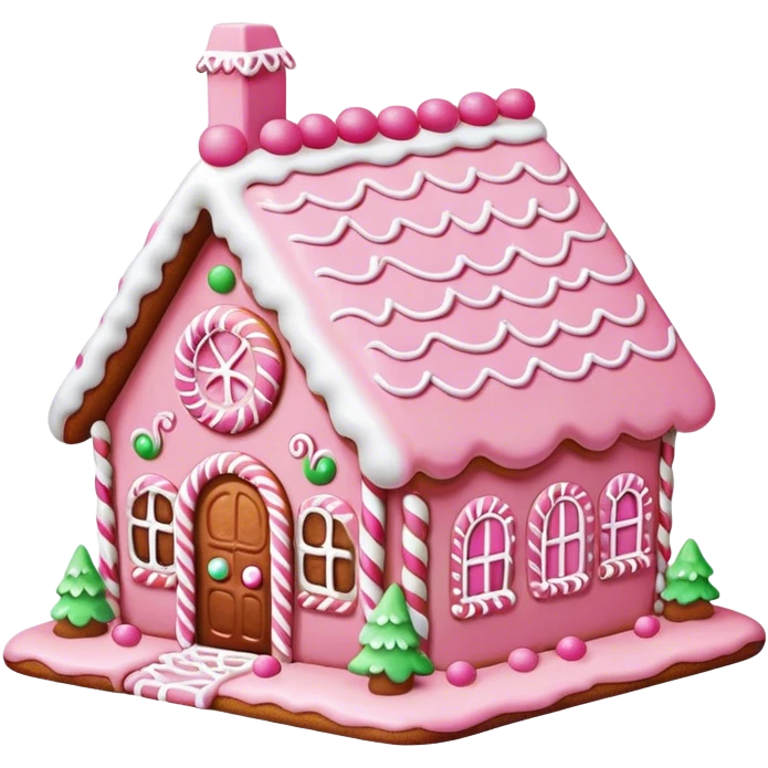 A pink gingerbread house emoji