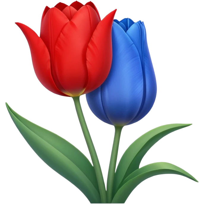 Half red moon and blue tulip emoji