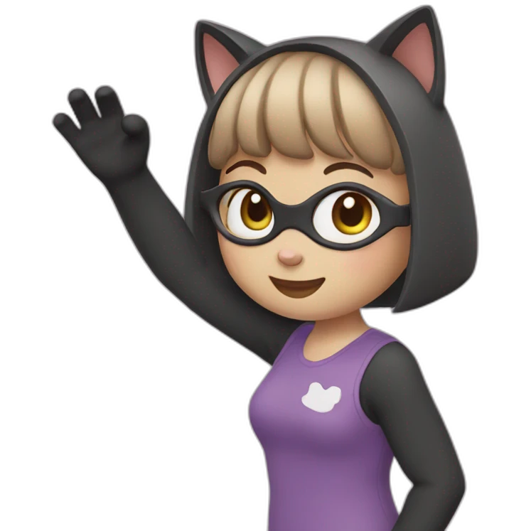 cat girl waving emoji