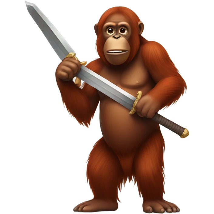 Orangutan holding a sword emoji