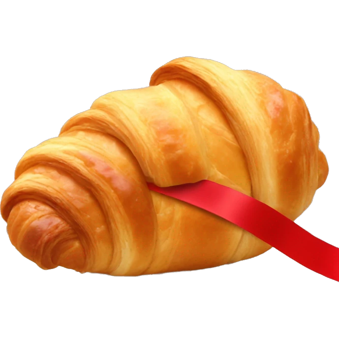 croissant eating croissant with a red ribbon  emoji