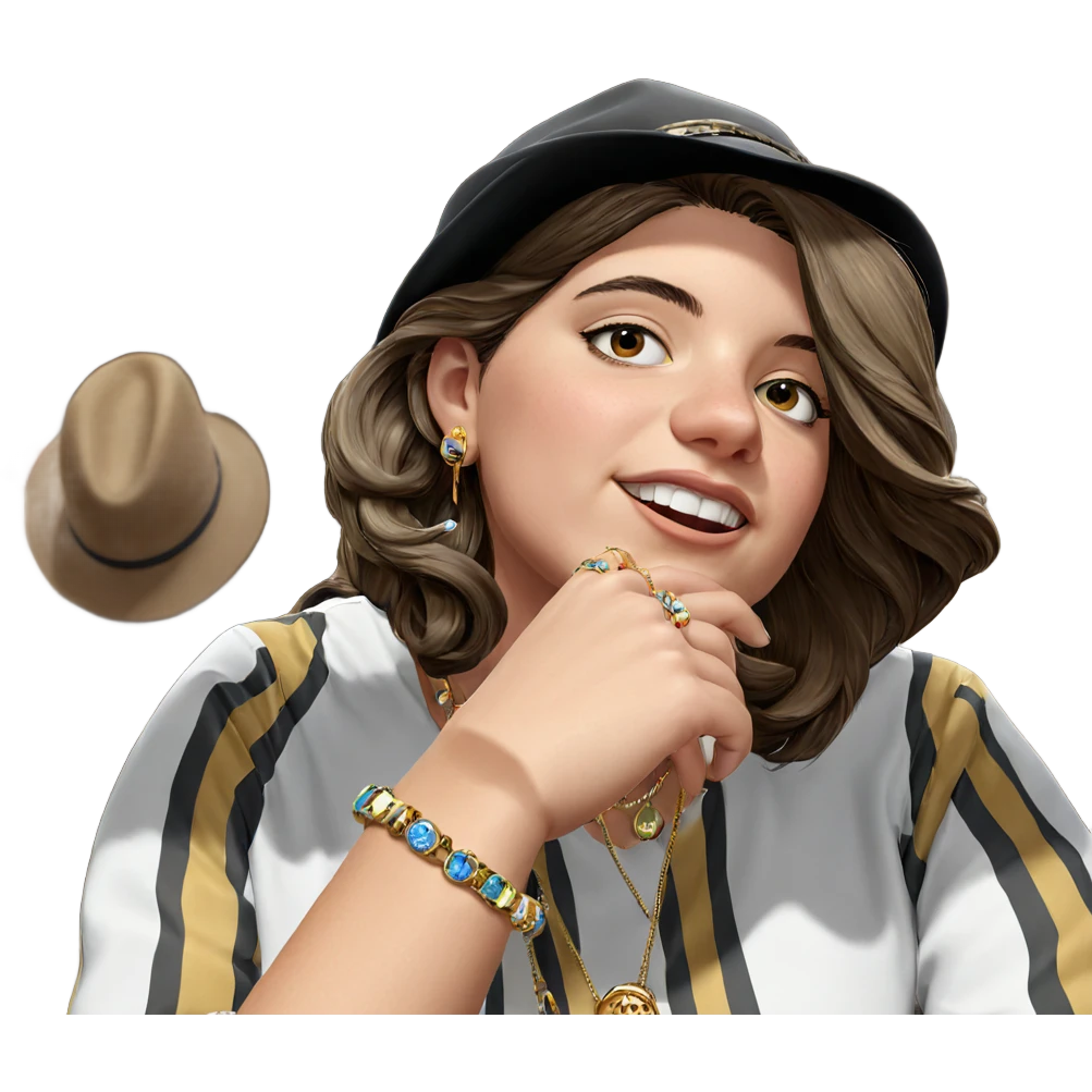 woman with hat and jewelry emoji