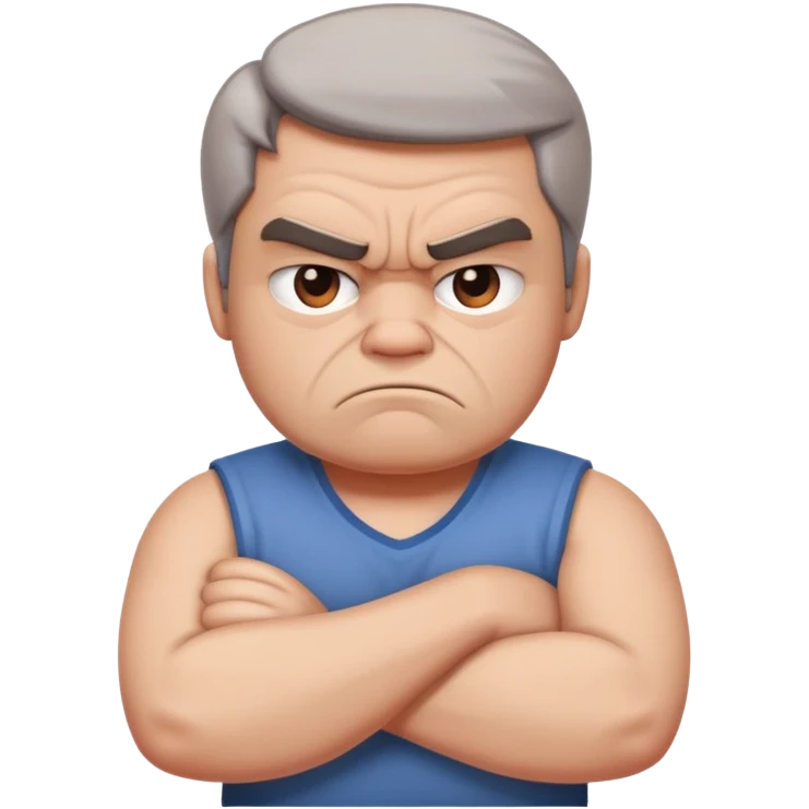 Bitter grumpy person with frown, arms crossed emoji