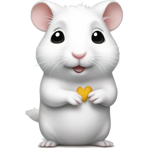 white hamster shows peace sign emoji