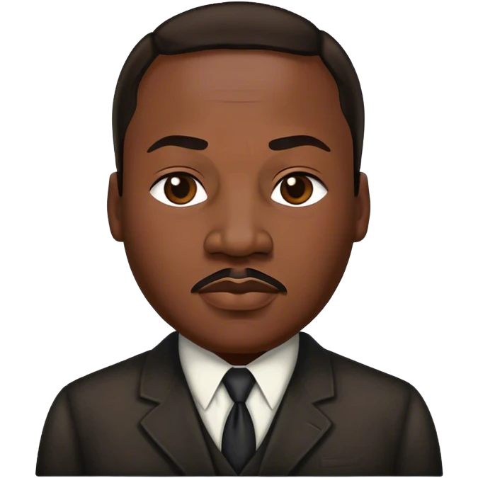 Cinematic Realistic Martin Luther King Jr. Portrait Emoji, depicted as a compassionate determined civil rights leader in period attire with a powerful gaze, rendered with rich textures and inspiring dynamic lighting that captures his historic legacy. emoji