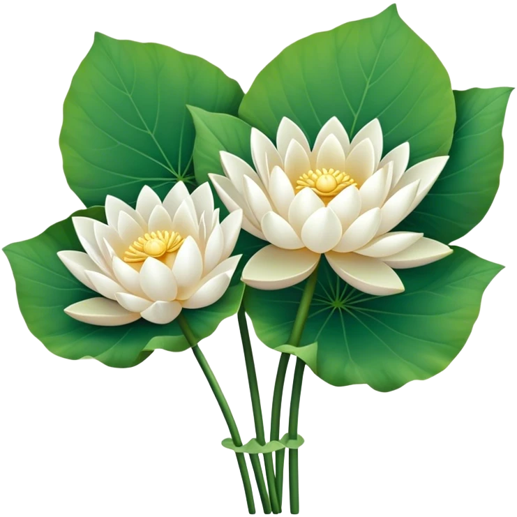 bouquet white Nymphaea lotus,stem, lotus leaf emoji
