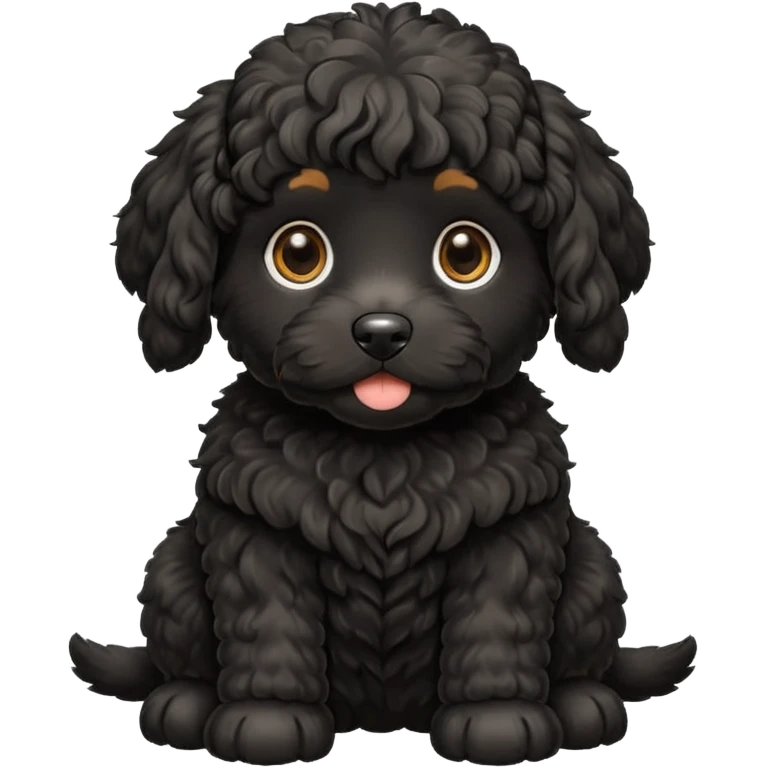 black cockapoo puppy dog sitting emoji