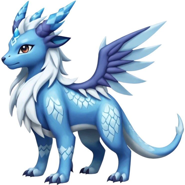 Snowy Flakey Scaly Absol-Glaceon-Suicune-Amaura-Dialga-fusion emoji