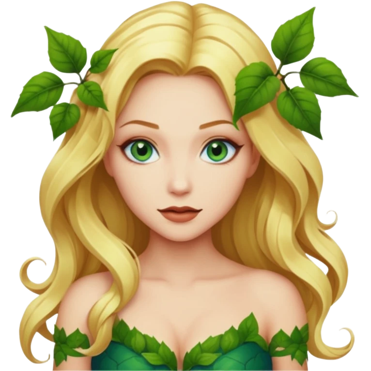 Poison ivy emoji with blonde hair and blue eyes to show she is beautiful and toxic emoji