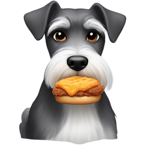 Schnauzer eating a chicken nugget  emoji