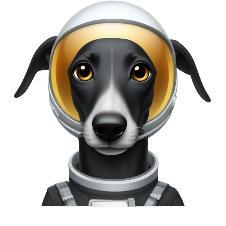 Black greyhound dressed as an astronaut  emoji