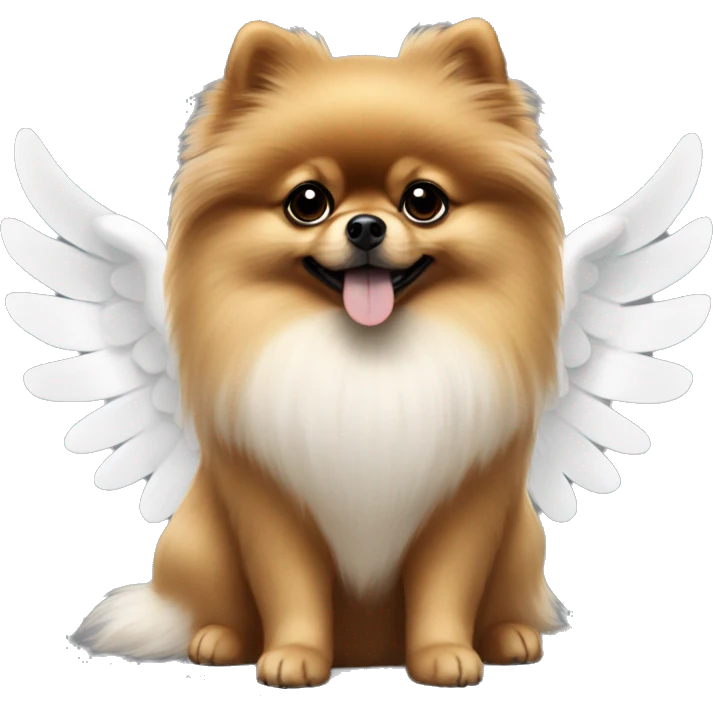 Sable Pomeranian  with white angel wings  emoji