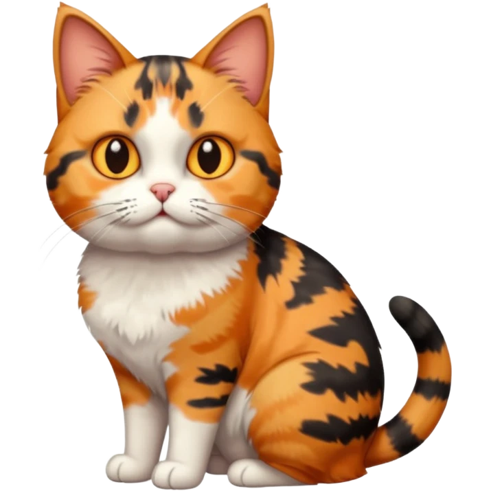 full body calico tabby  cat with small head and short but chubby body emoji