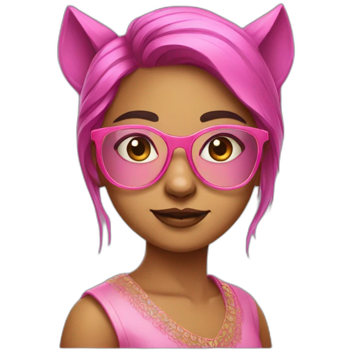 Fair indian girl with a wolfcut and pink translucent spectacles emoji