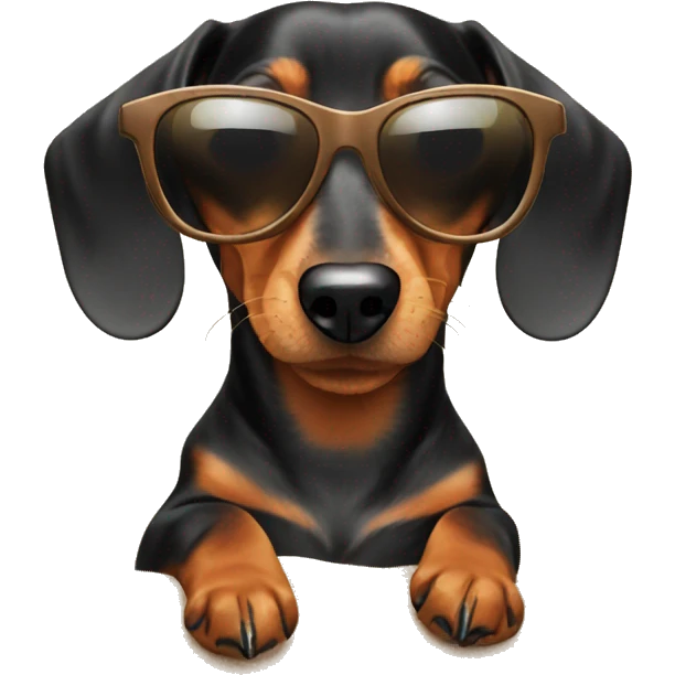 Dachshund with sunglasses on a beach emoji
