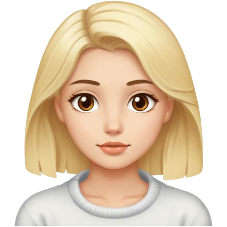Blonde model with brown eyes, cozy emoji