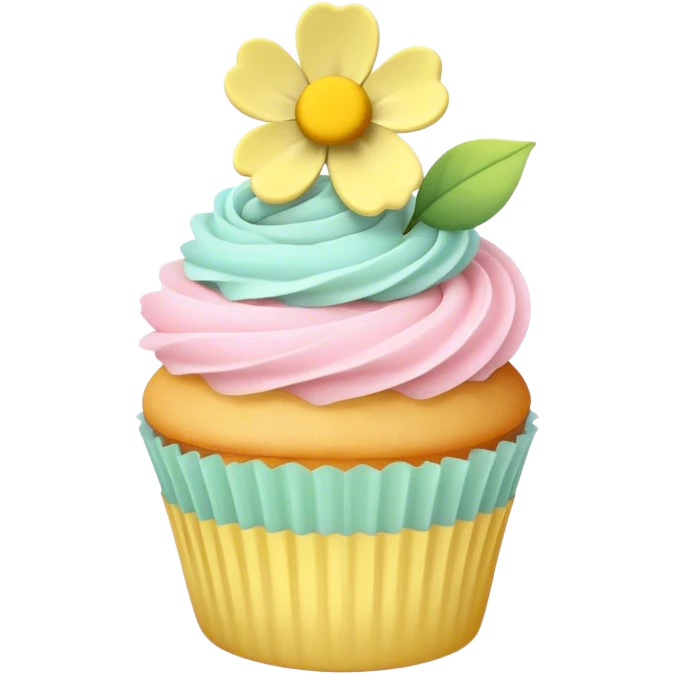 Spring pastel cupcake with yellow flower emoji