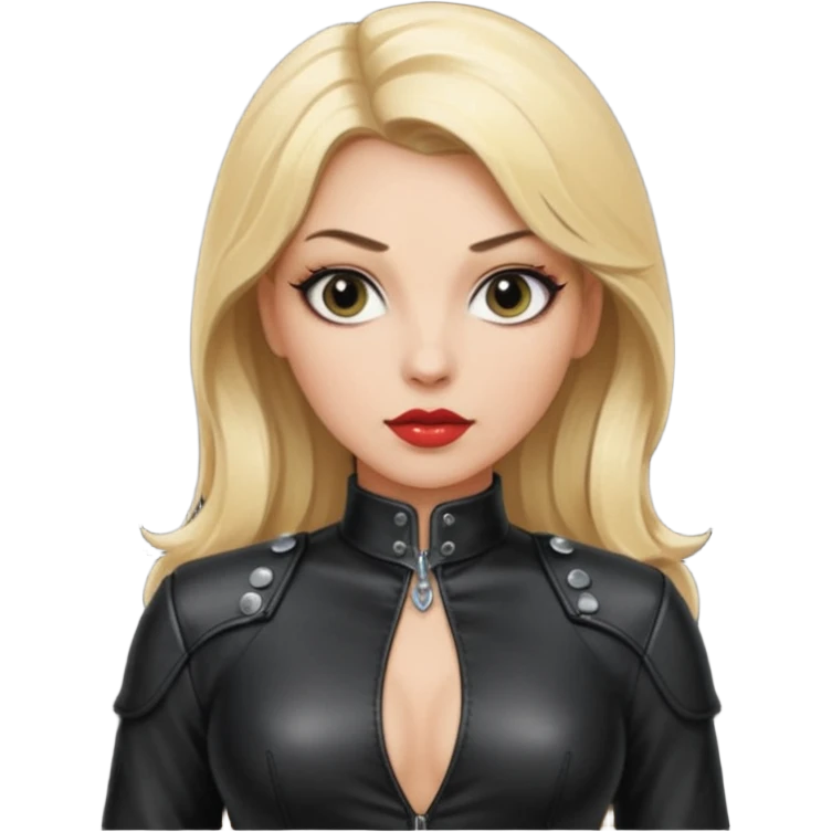 Dominatrix with blonde hair, leather outfit emoji