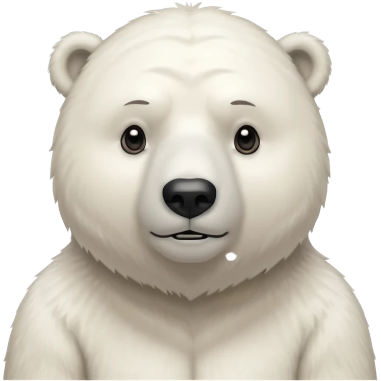 Make a humanoid polar bear shrugging, he must look doubtful, showing only from chest above, no legs emoji