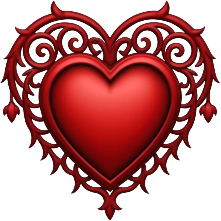 Gothic heart, black color outline border emoji