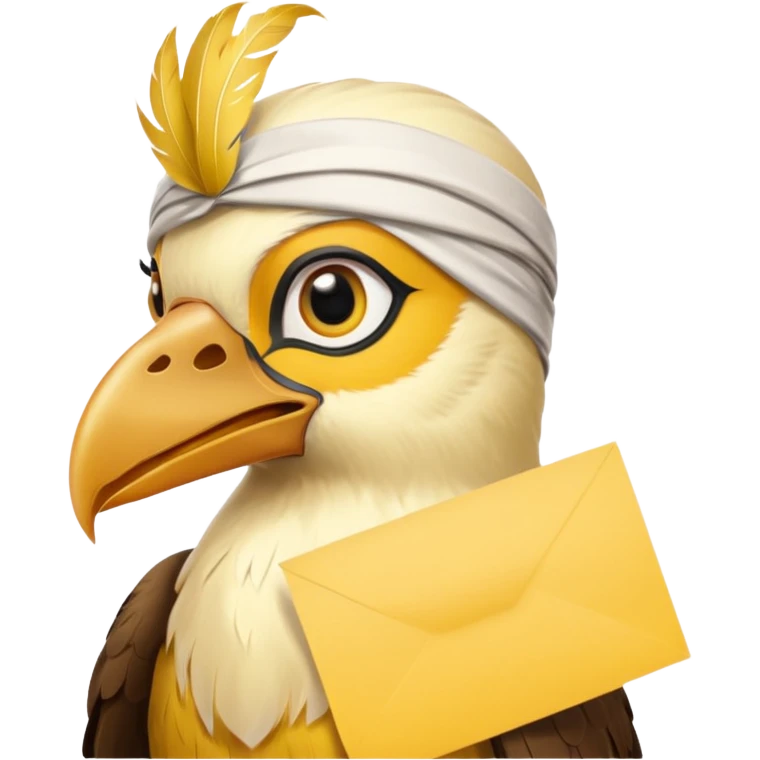 truthahnvogel with headscarf (no human) holding yellow paper emoji
