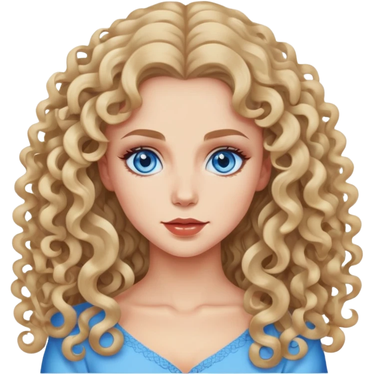 Katya pretty curly long hair, blue eyes emoji