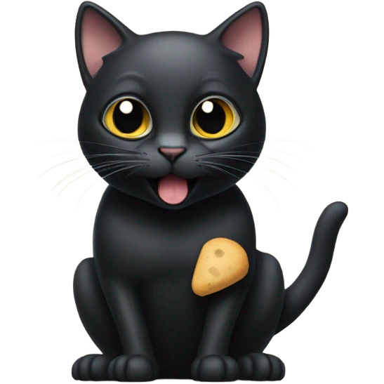 black cat with mouse in mouth emoji