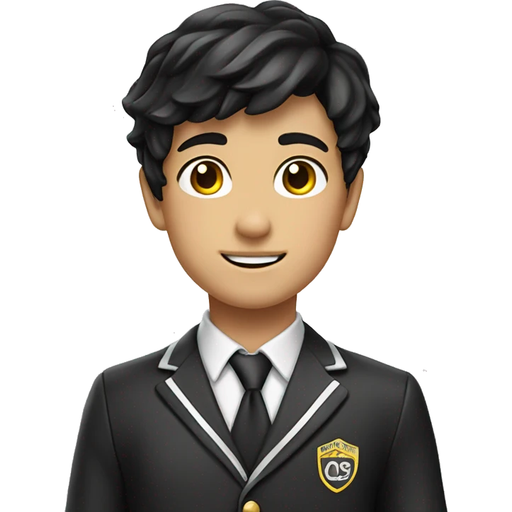 Boy student black hair wear uniform no carry bag emoji