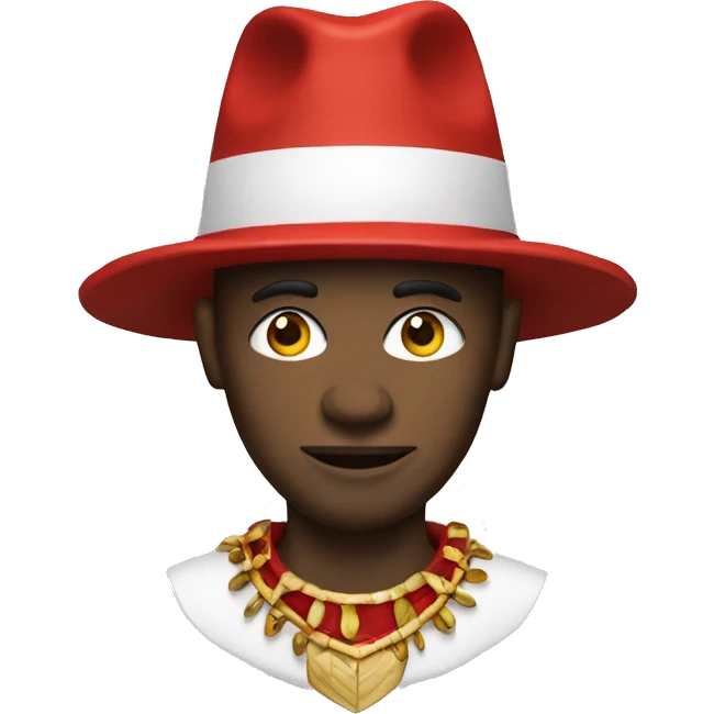 Shango with white and red hat emoji