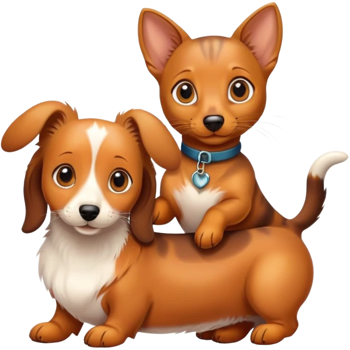 Dachshund best friends with a cat emoji