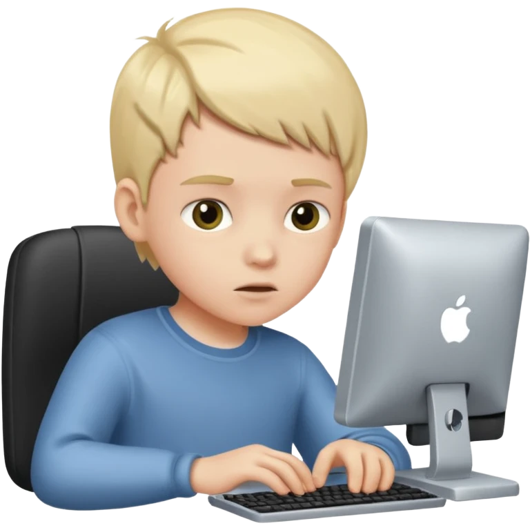 a white child programs on a computer emoji