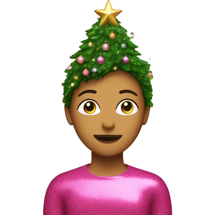 Pink with glitter and a Christmastree emoji