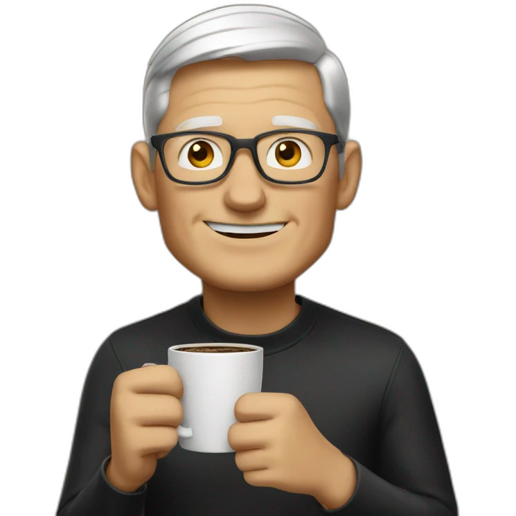 Tim Cook with coffee emoji