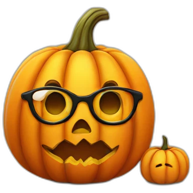 Cute Halloween pumpkin with glasses emoji