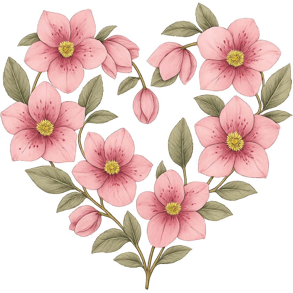 pink christmas rose heart,, remove background emoji