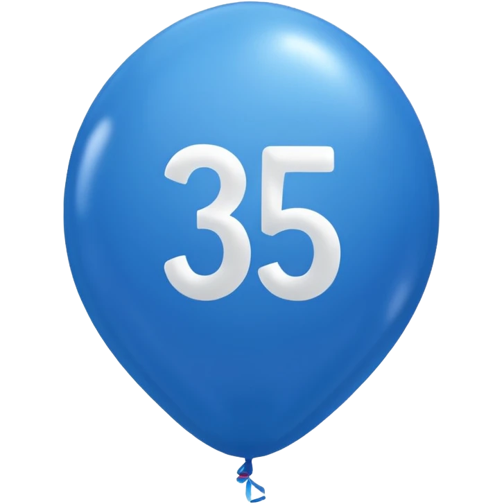 A blue balloon with the 35 number on it  emoji